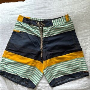 Patagonia Blue and Yellow Board Shorts Quick-Drying Swimwear